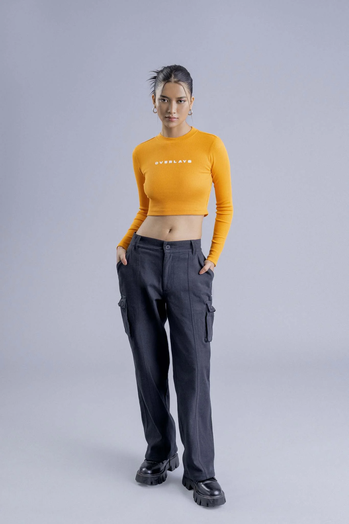 Blaze Ribbed Full Sleeves Crop Top - Image 7