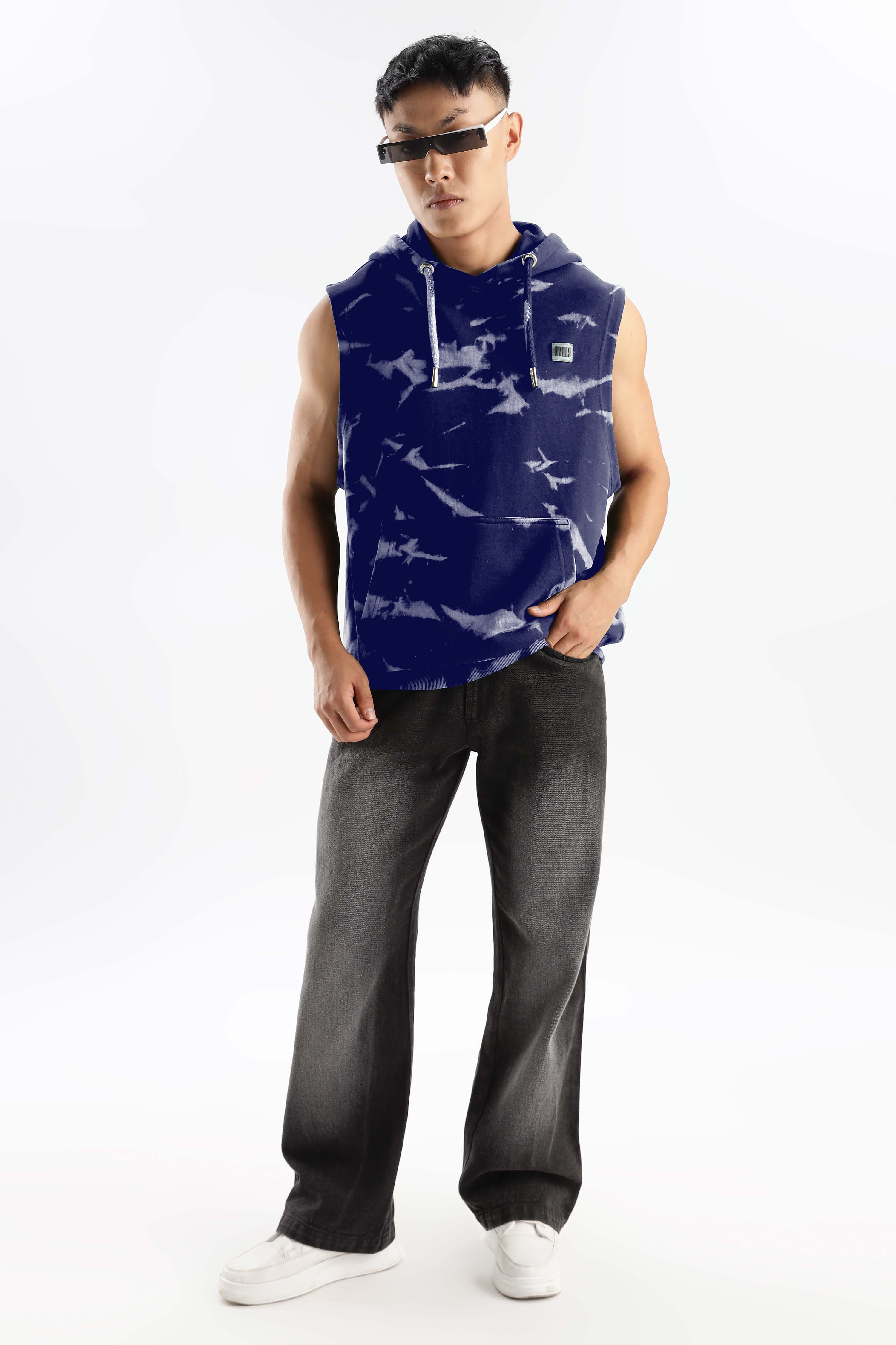 Flash Hood Navy Sleeveless Tank Top - Image 8