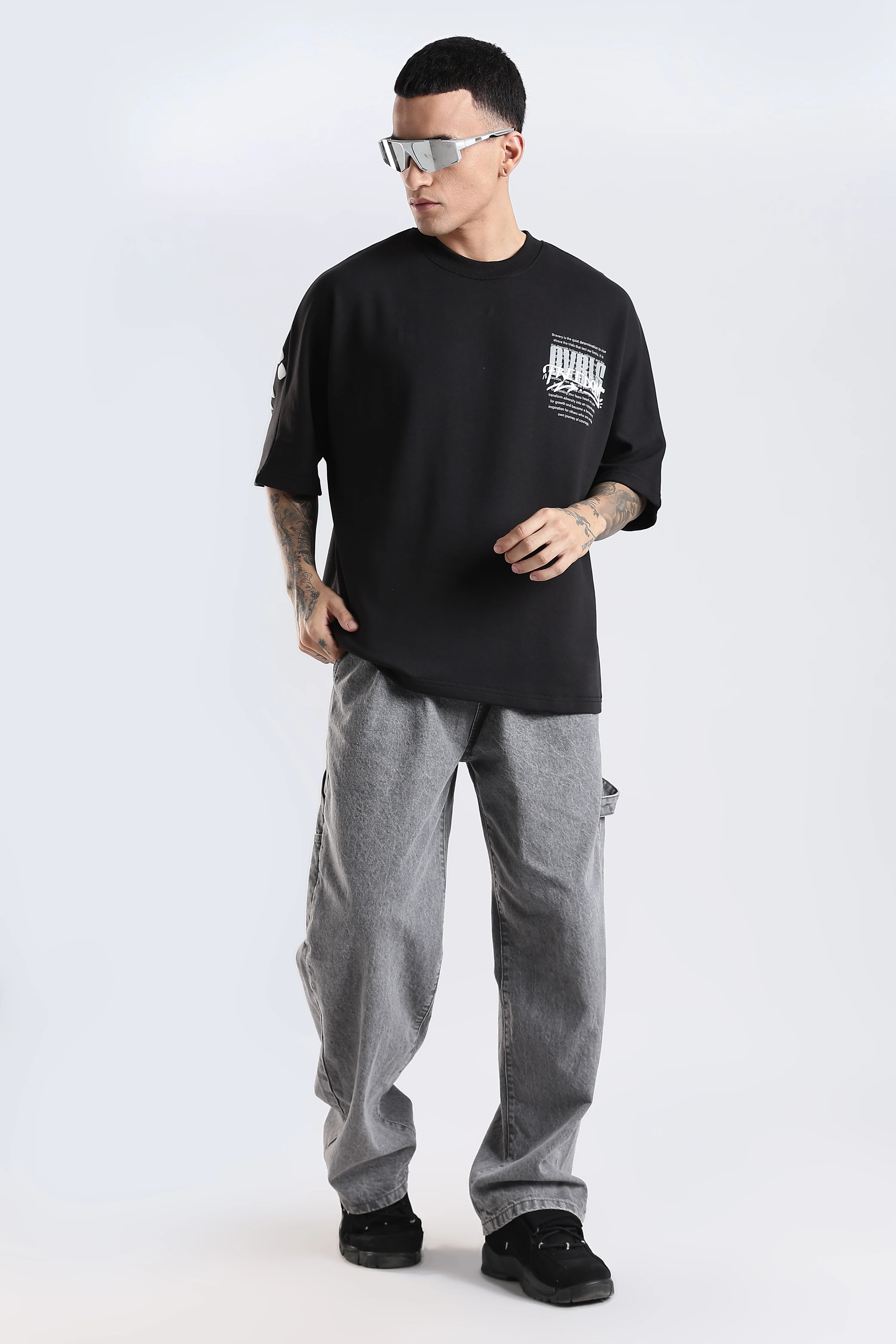 Freedom Graffiti Black Oversized Fit T-Shirt - Image 13
