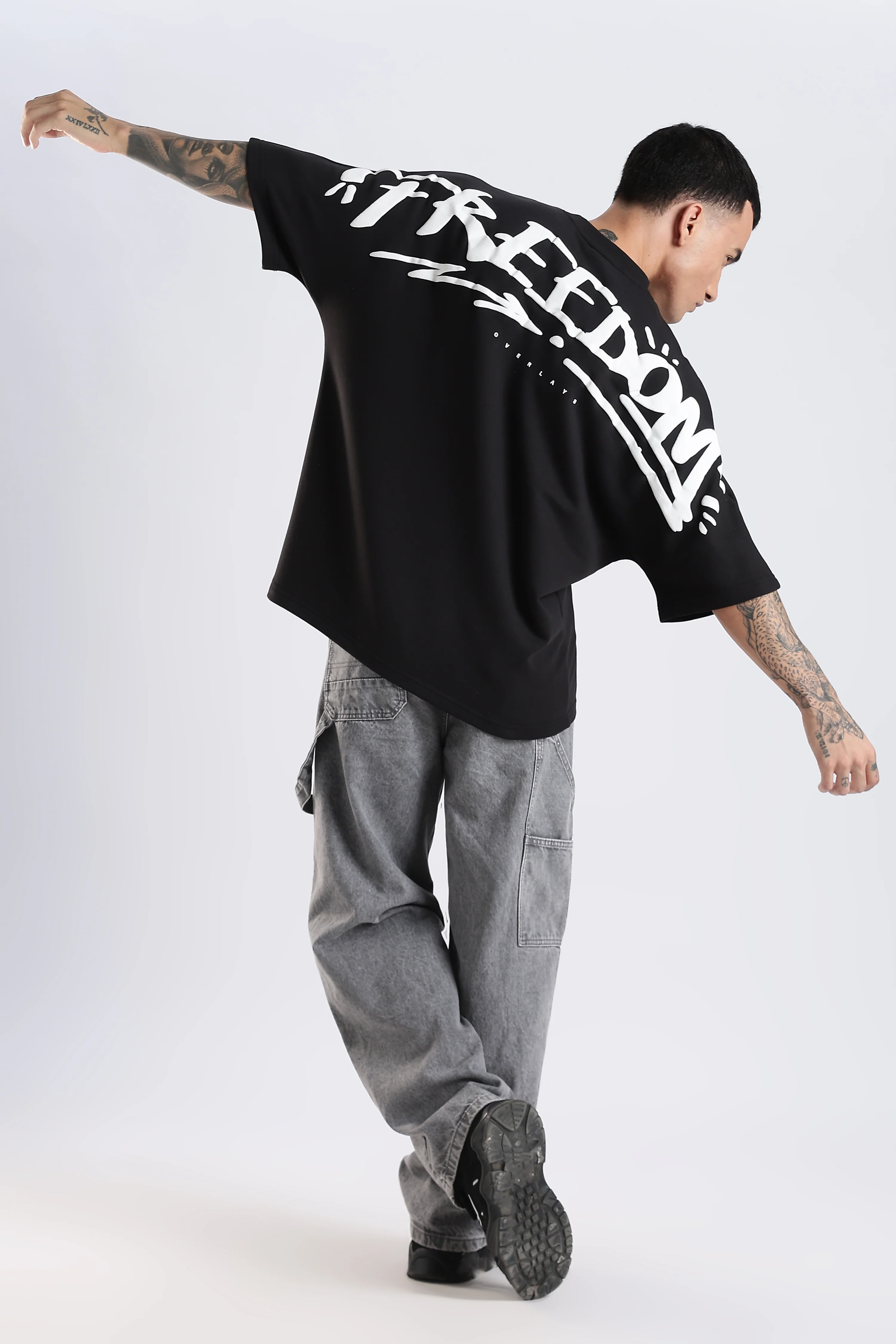 Freedom Graffiti Black Oversized Fit T-Shirt - Image 14