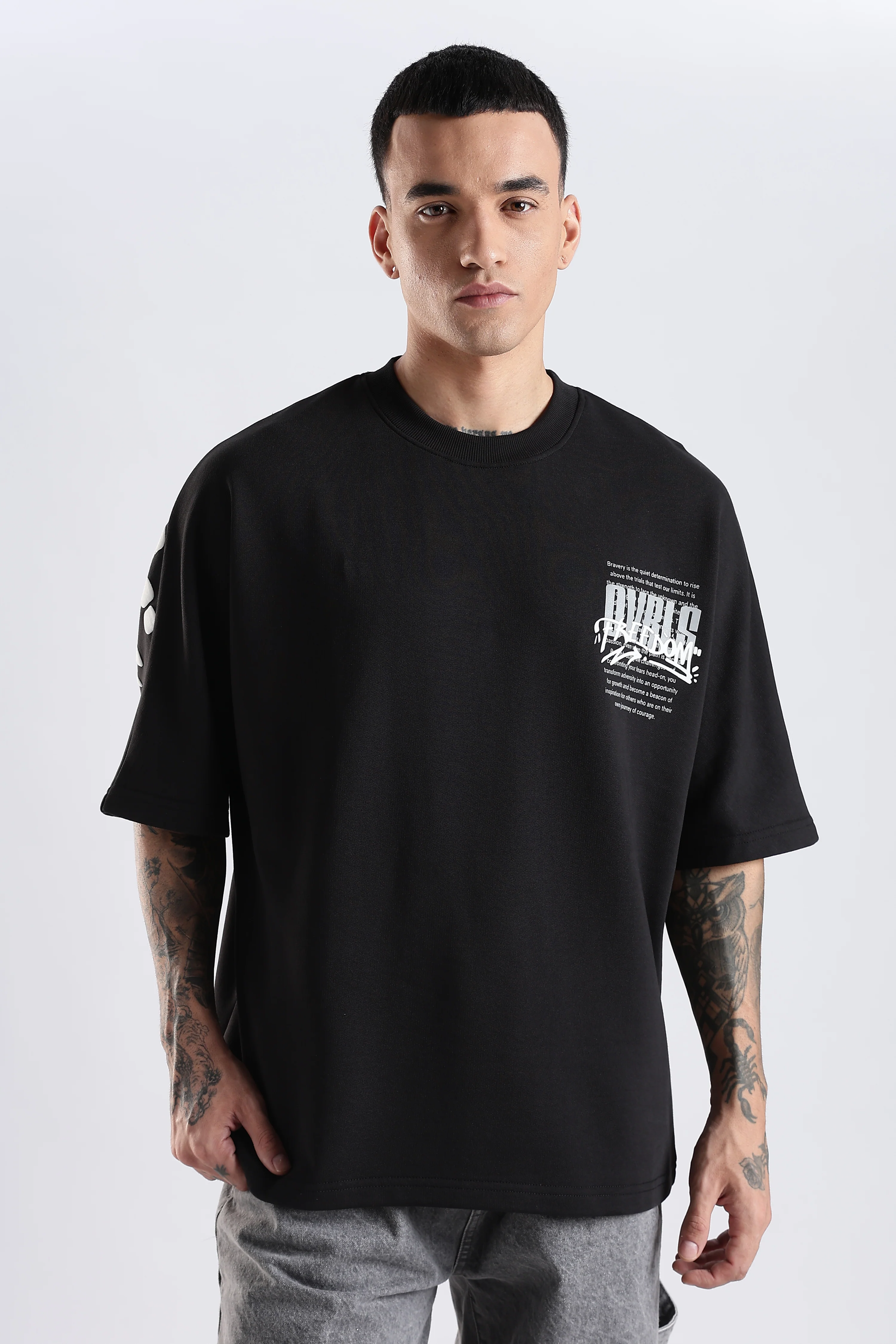Freedom Graffiti Black Oversized Fit T-Shirt - Image 6