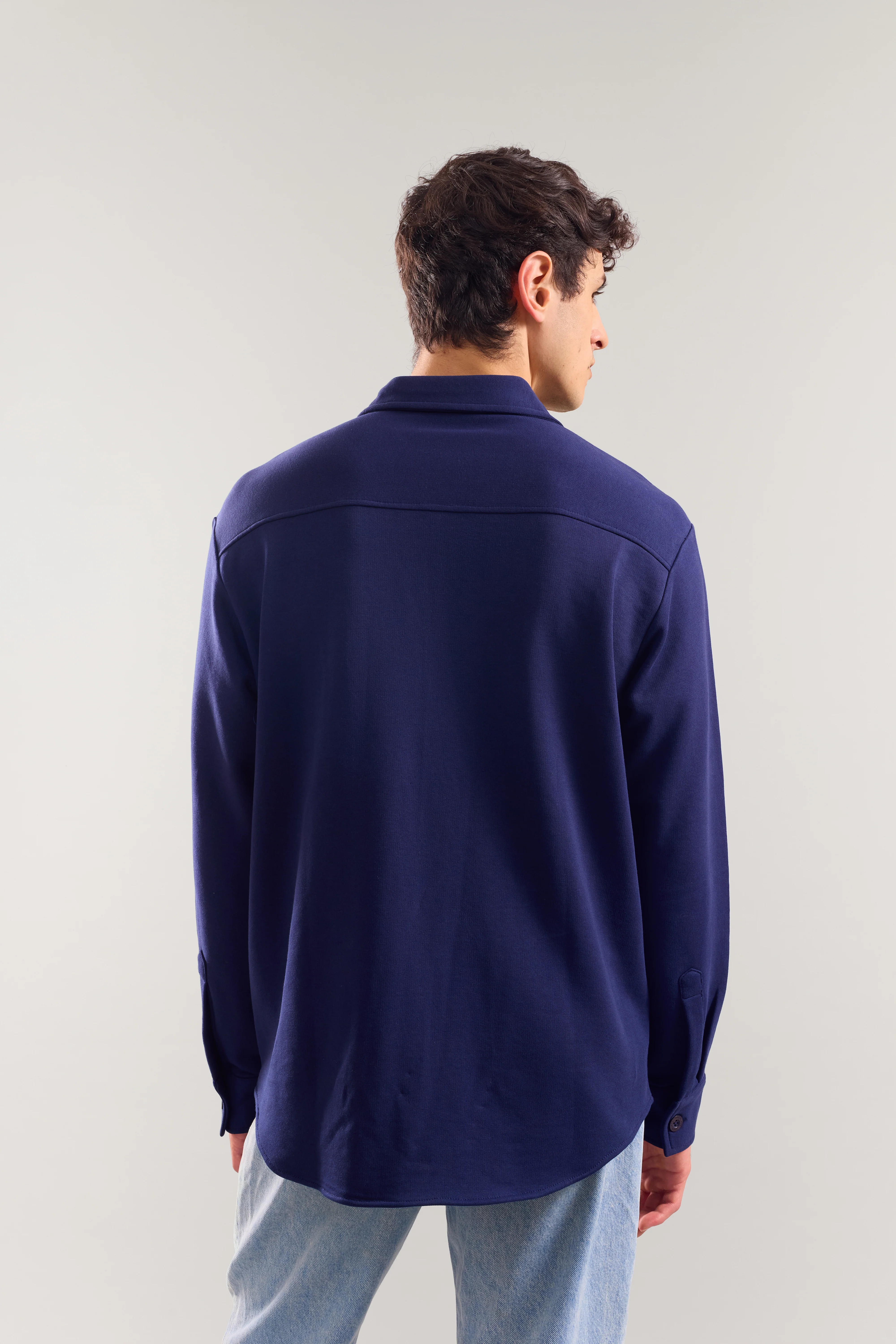 Heavy Weight Navy terry patch pocket full sleeve shirt - Image 5
