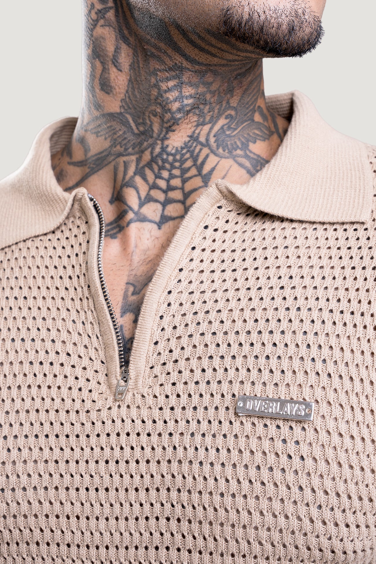 Honey Combe Beige Textured Polo T-Shirt - Image 5