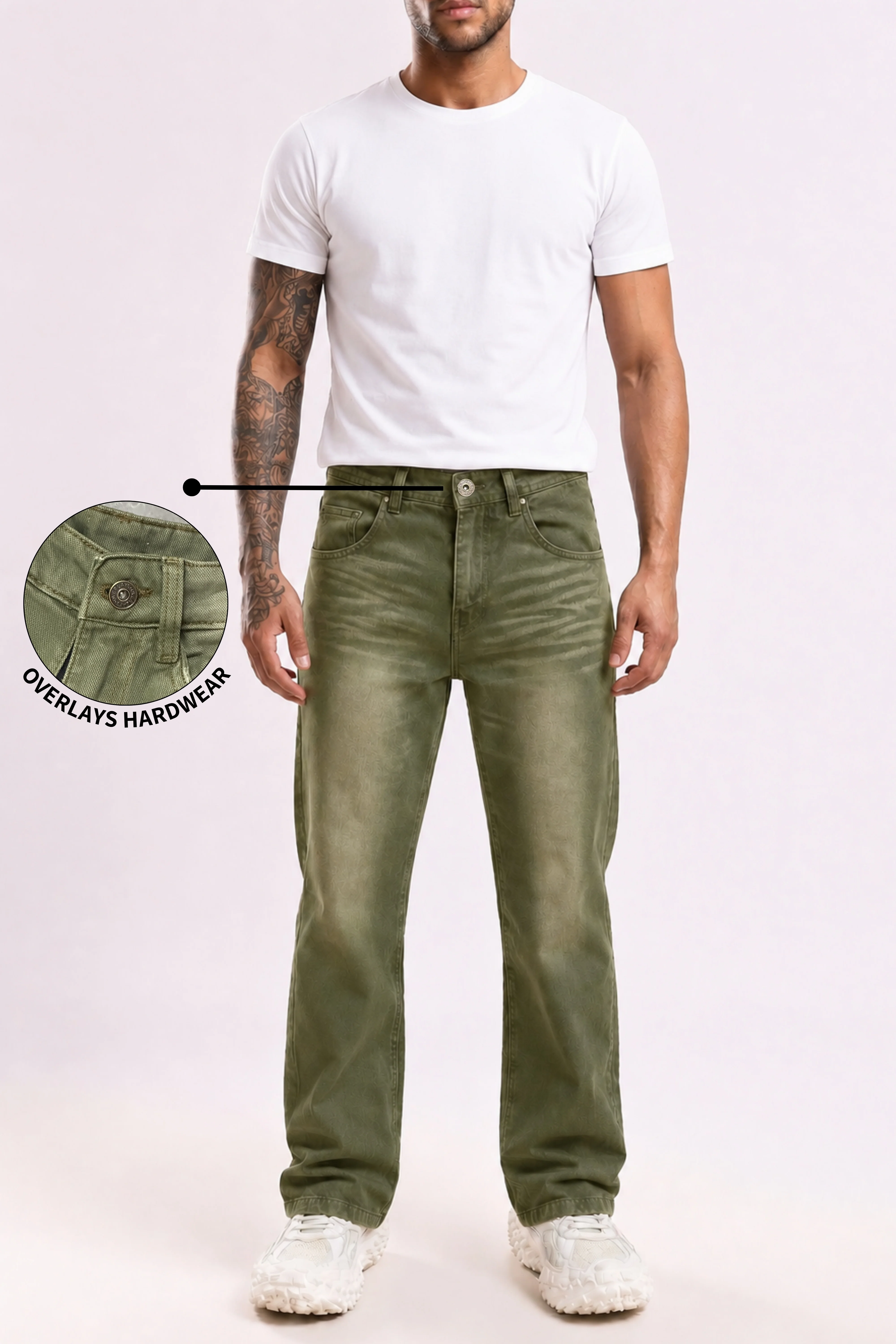 Ivy Wash Green Distressed Baggy Denim - Image 4