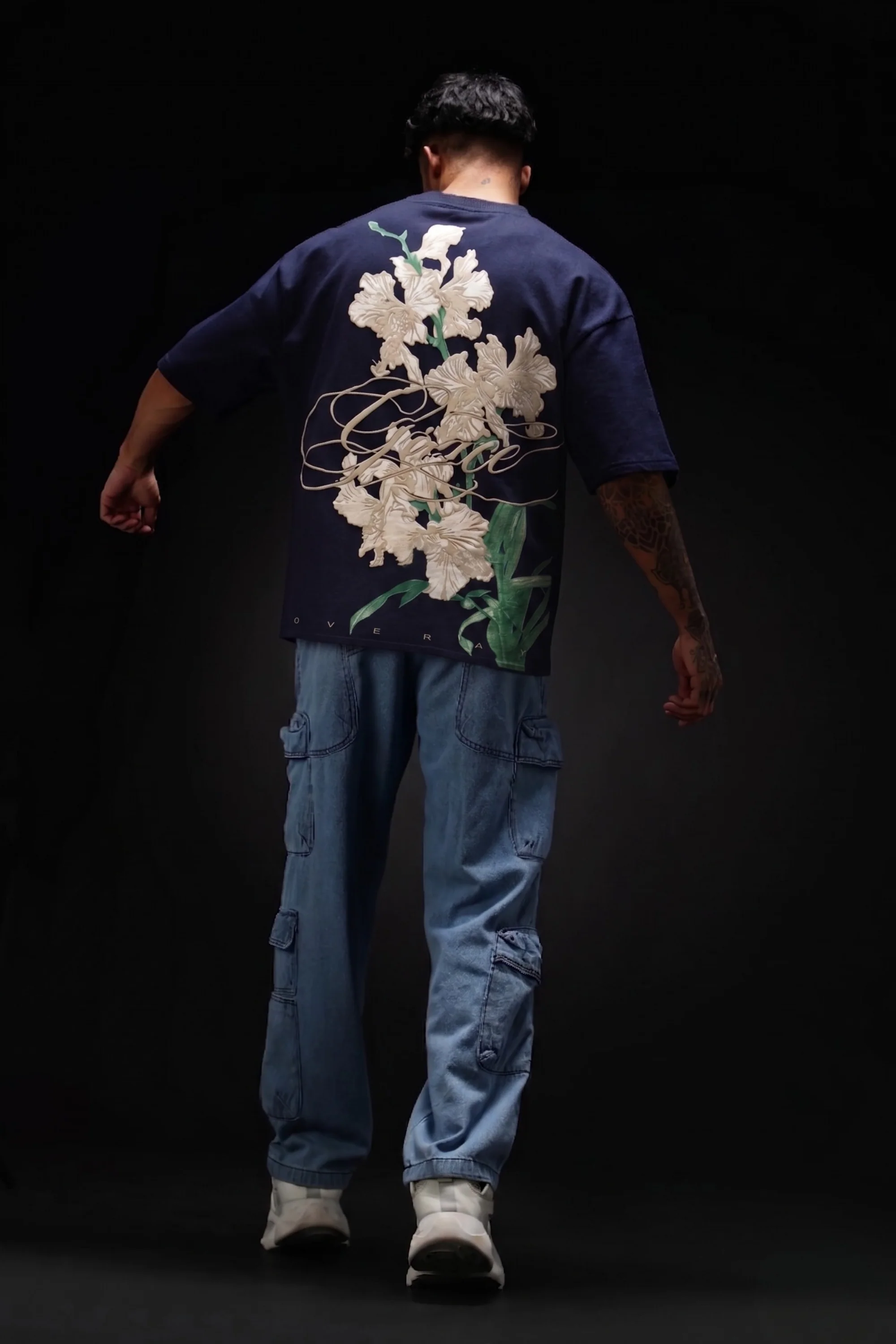 Midnight Bloom Navy Oversized T-shirt - Image 4
