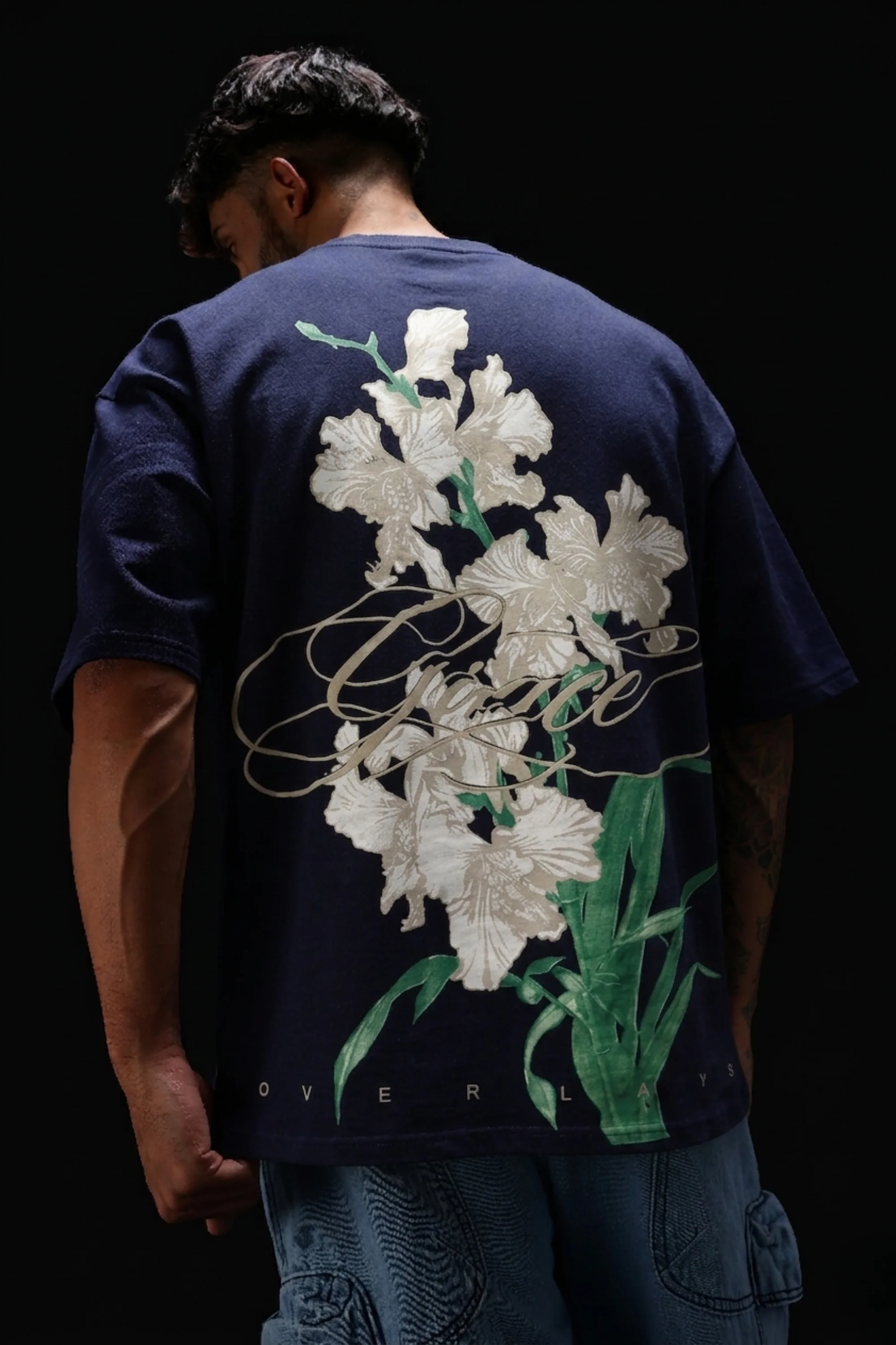 Midnight Bloom Navy Oversized T-shirt - Image 5