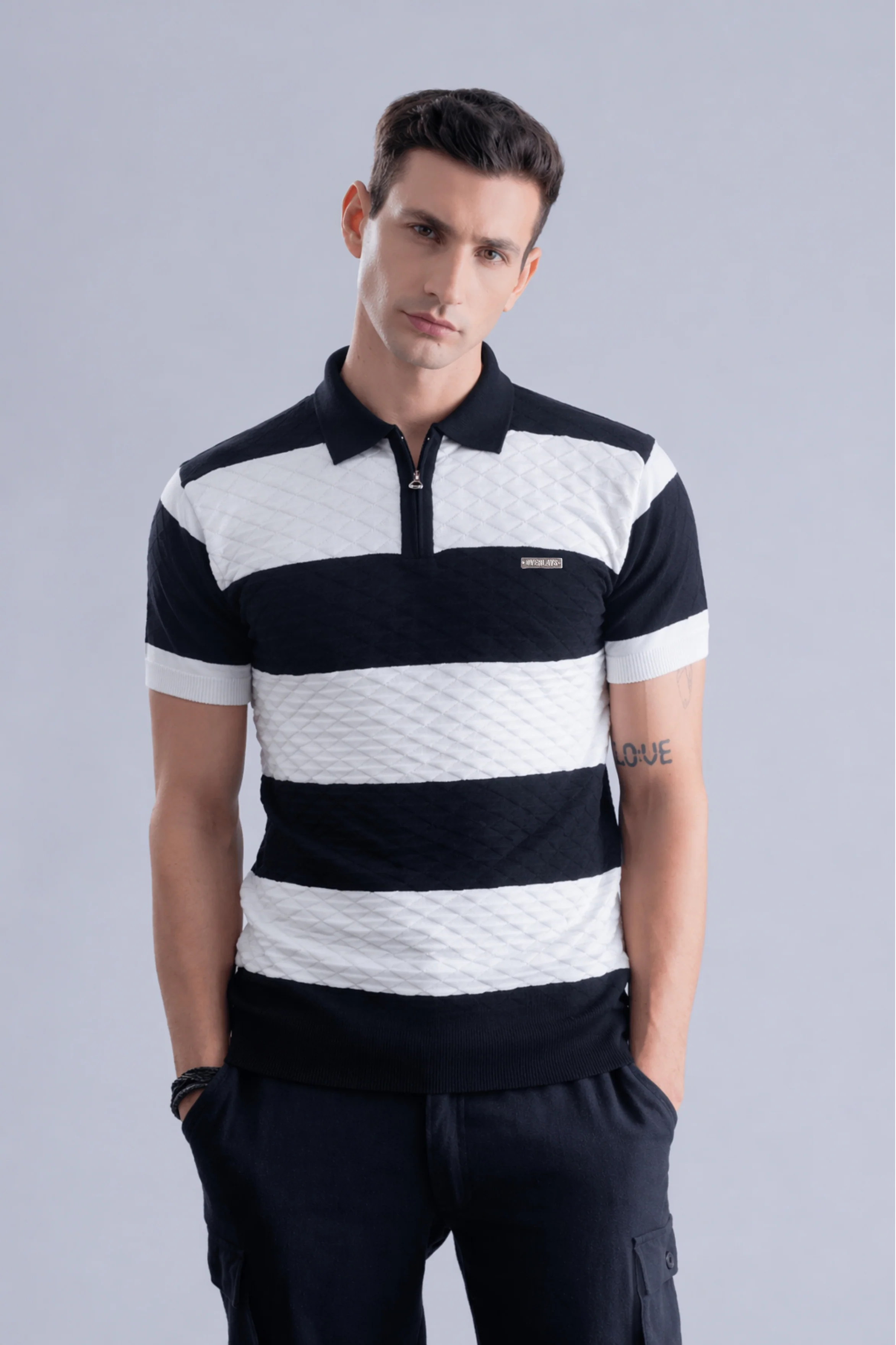 Monochrome Stripe Regular Fit Polo - Image 5