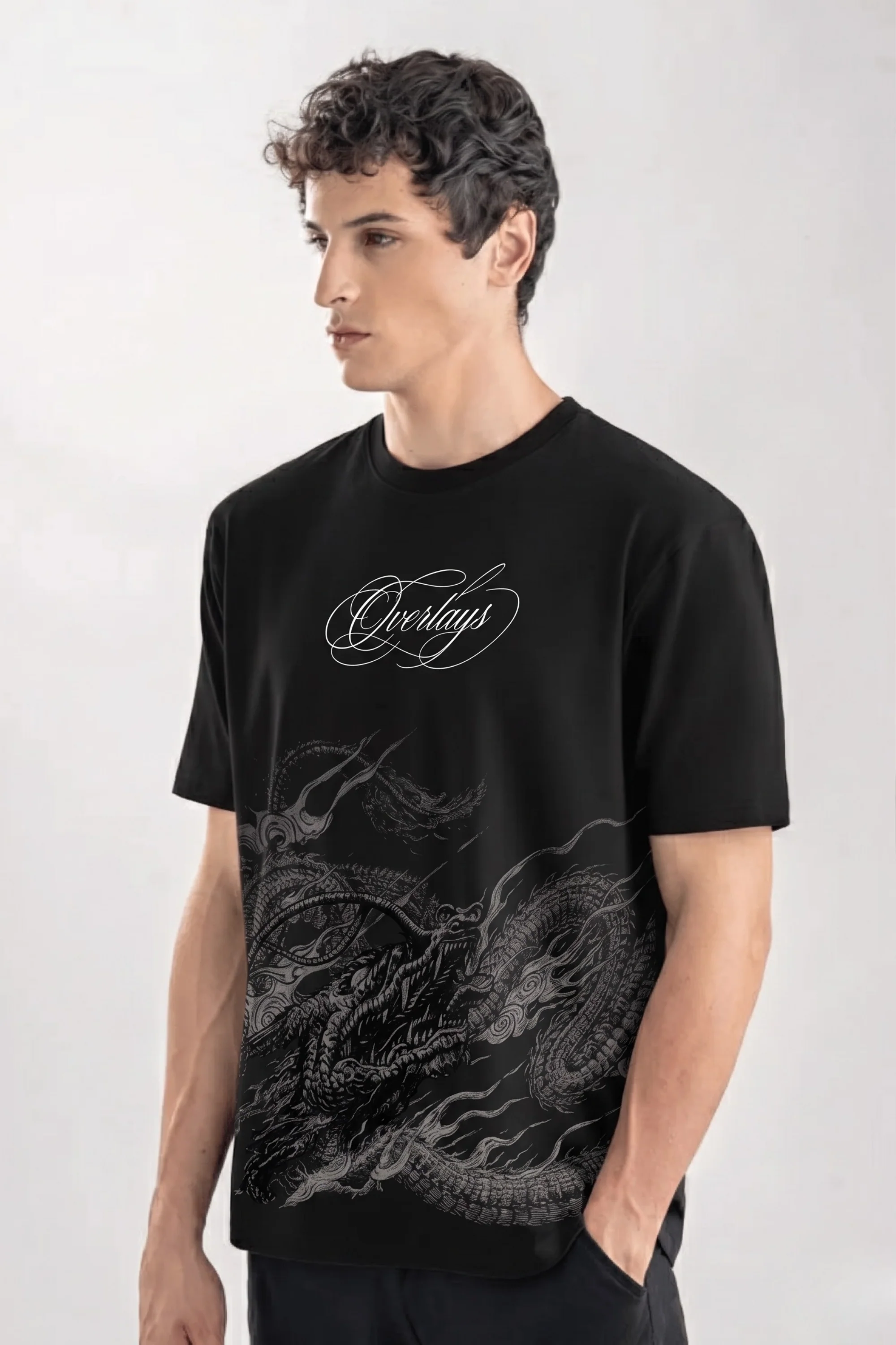 Night Fall Dragon Black Relaxed Fit T-shirt - Image 5