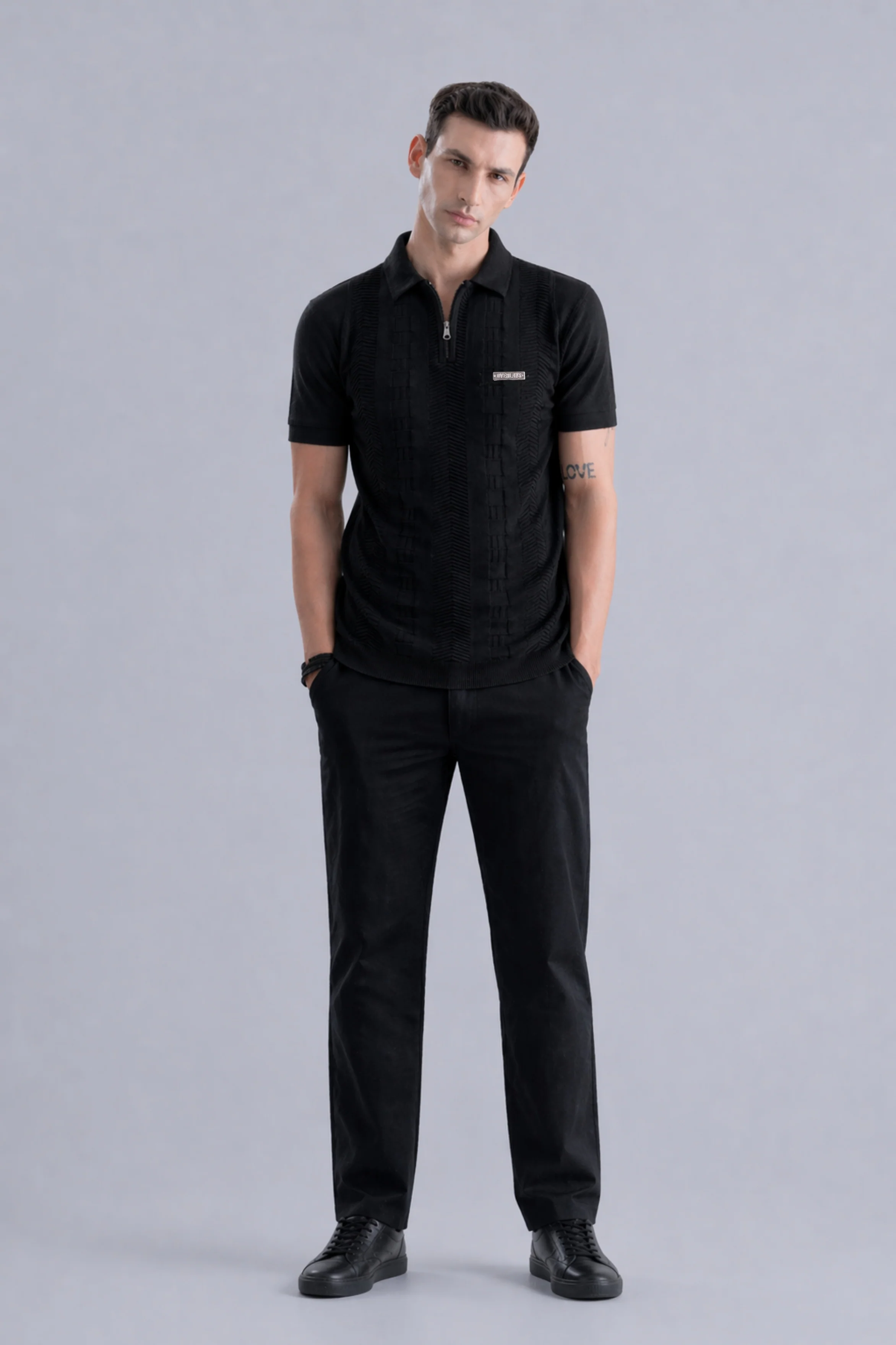 Noir Luxe Black Regular Fit Polo - Image 5