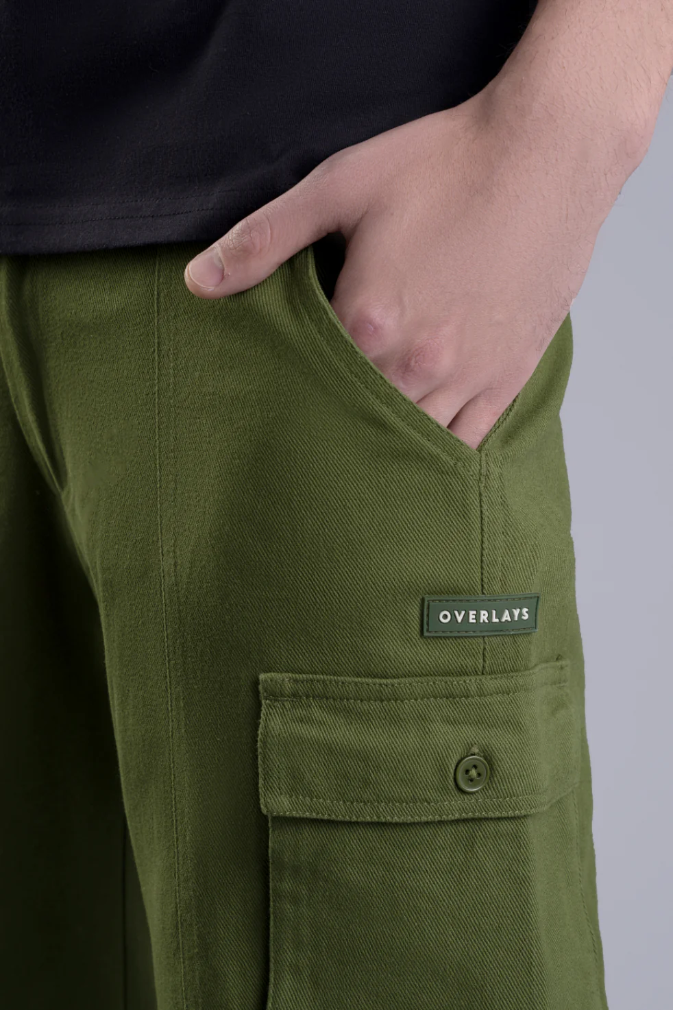Olive Green Men's Cargo Pants - Image 3