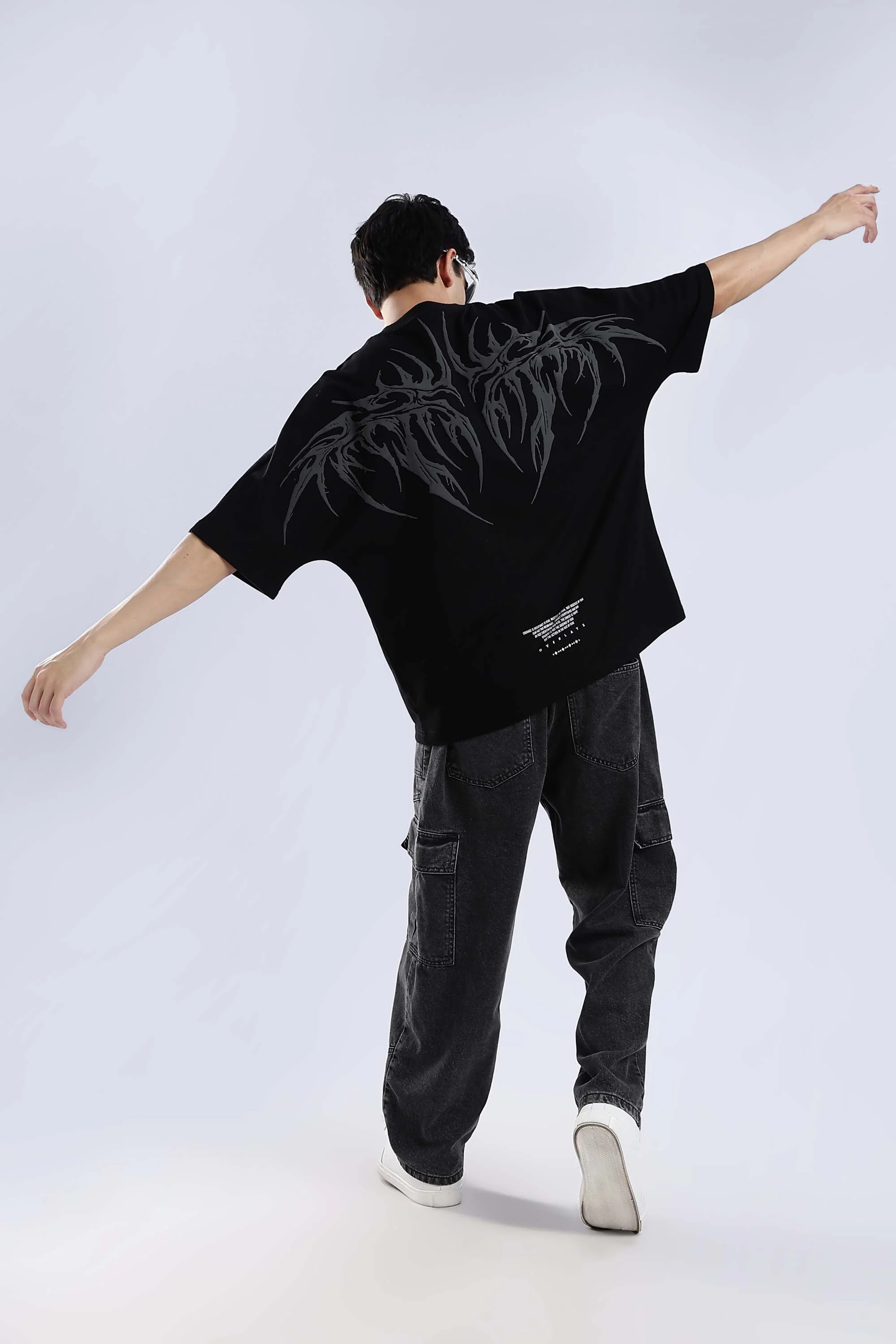 Shadow Wings Black Oversized T-Shirt - Image 13